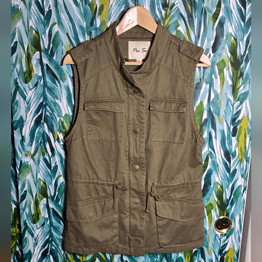 Per Se Khaki Utility Vest